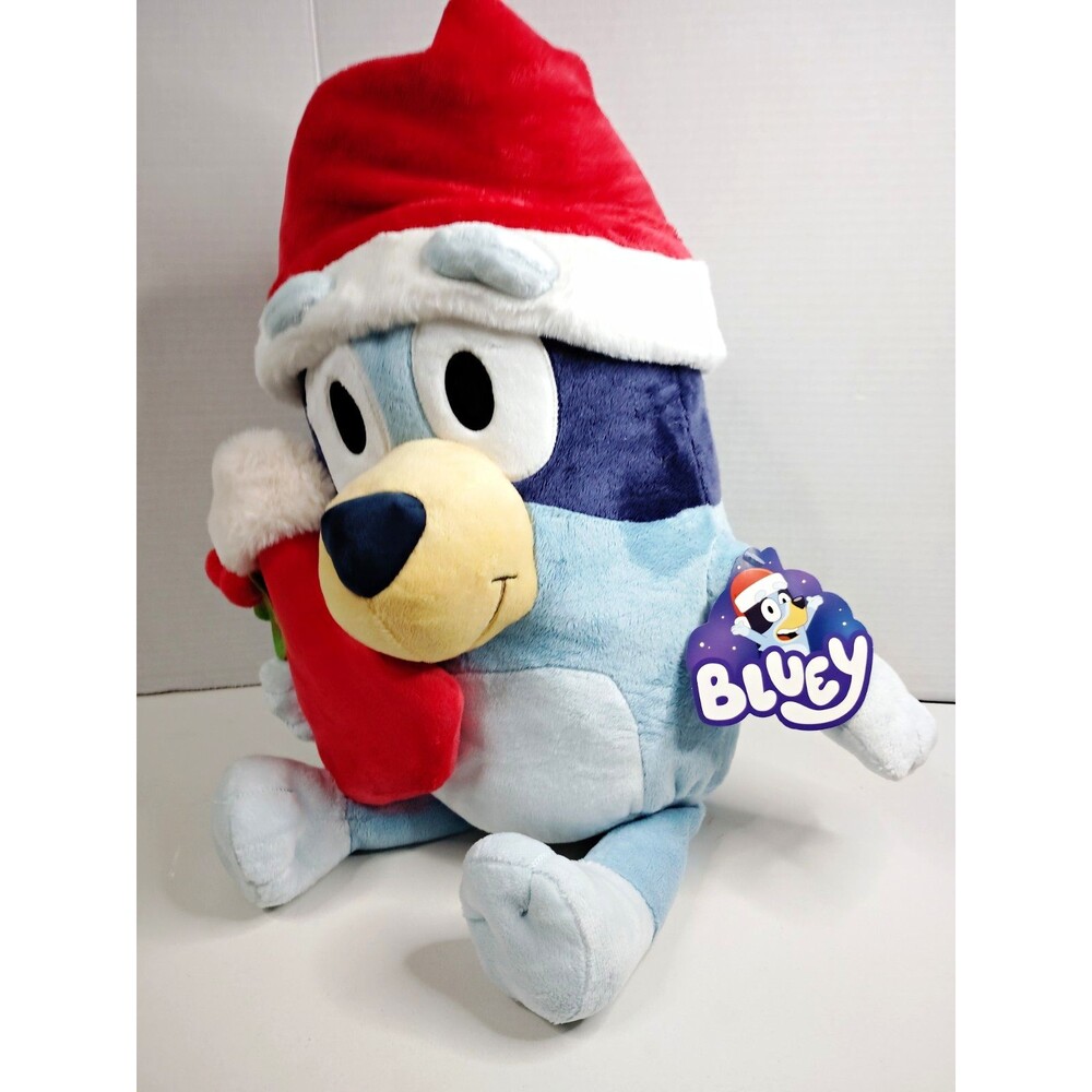 Bluey Dog Stuffed Animal Plush with Tag, Santa Hat & Christmas Stocking